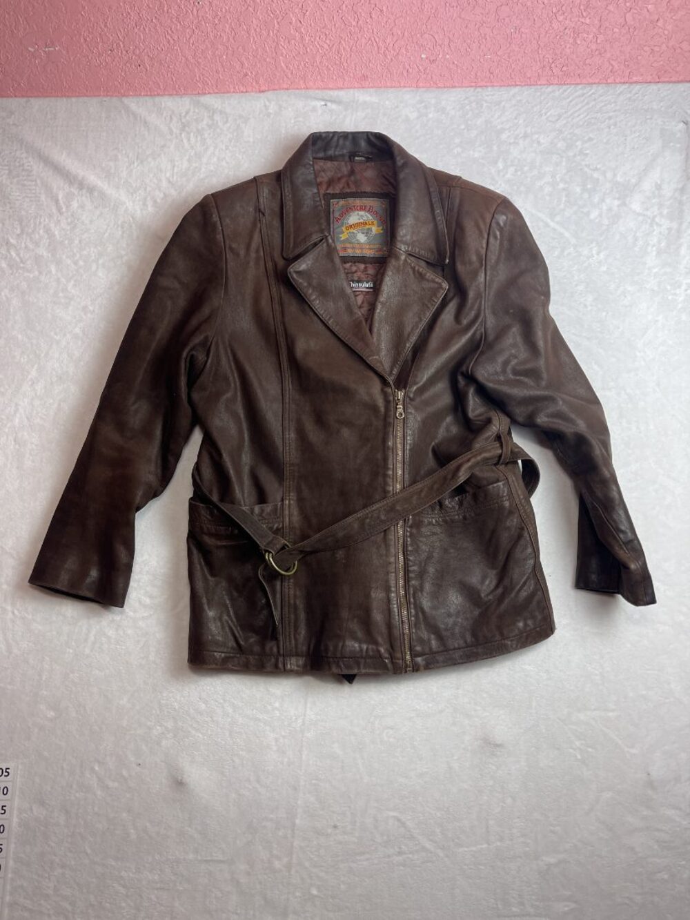 Adventure Bound By Wilsons Women's Brown Leather Jacket Size L Belted 90s